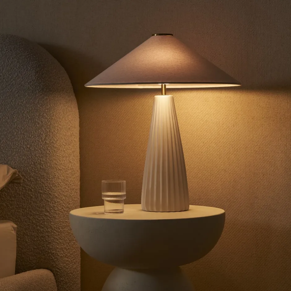 Online Alba Fluted Ceramic Table Lamp Lighting And Lamps