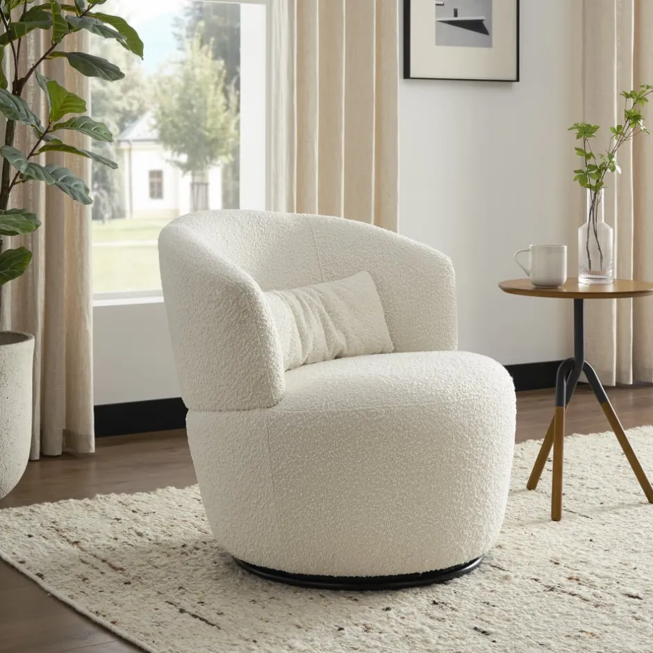 Best Amber Bouclé Swivel Chair, Snow Armchairs And Accent Chairs