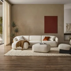 Online Auburn Performance Fabric Chaise Sectional Sofa with Ottoman Living Room Sets|Living Room Sets