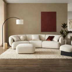 Clearance Auburn Performance Fabric Curve Sofa with Ottoman Living Room Sets|Living Room Sets