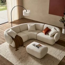 Online Auburn Performance Fabric Sectional Sofa with Ottoman Living Room Sets|Living Room Sets