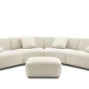 Outlet Auburn Performance Fabric Curve L-Shape Sectional Sofa with Ottoman Living Room Sets|Living Room Sets