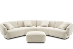 Outlet Auburn Performance Fabric Curve L-Shape Sectional Sofa with Ottoman Living Room Sets|Living Room Sets