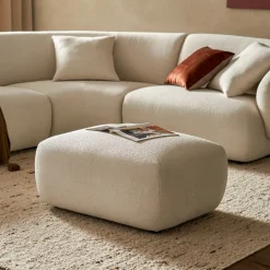 Outlet Auburn Performance Fabric Curve L-Shape Sectional Sofa with Ottoman Living Room Sets|Living Room Sets