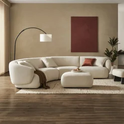 Sale Auburn Performance Fabric Curve L-Shape Sectional Sofa Sectional Sofas