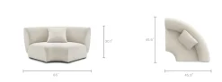 Fashion Auburn Performance Fabric Curve Corner Sofa Armchairs And Accent Chairs|Modular Sofas