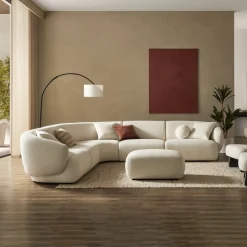 Fashion Auburn Performance Fabric Curve Corner Sofa Armchairs And Accent Chairs|Modular Sofas