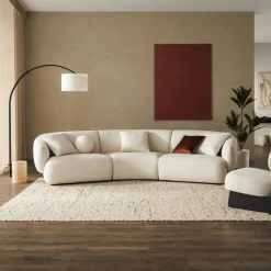 Outlet Auburn Performance Fabric Curve Sofa 3 Seater Sofas