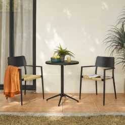 New Bistro Round Foldable Table with 2 Newport Chairs Set Small Outdoor Furniture|Outdoor Chairs & Bar Stools