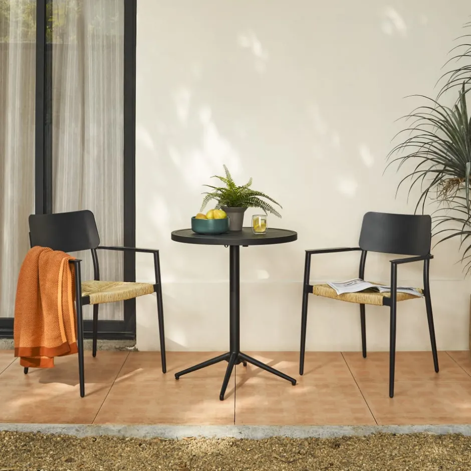 New Bistro Round Foldable Table with 2 Newport Chairs Set Small Outdoor Furniture|Outdoor Chairs & Bar Stools
