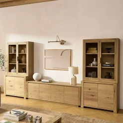 Discount Bradley Small Sideboard with Glass Cabinet Small Space Storage|Shelves & Bookcases