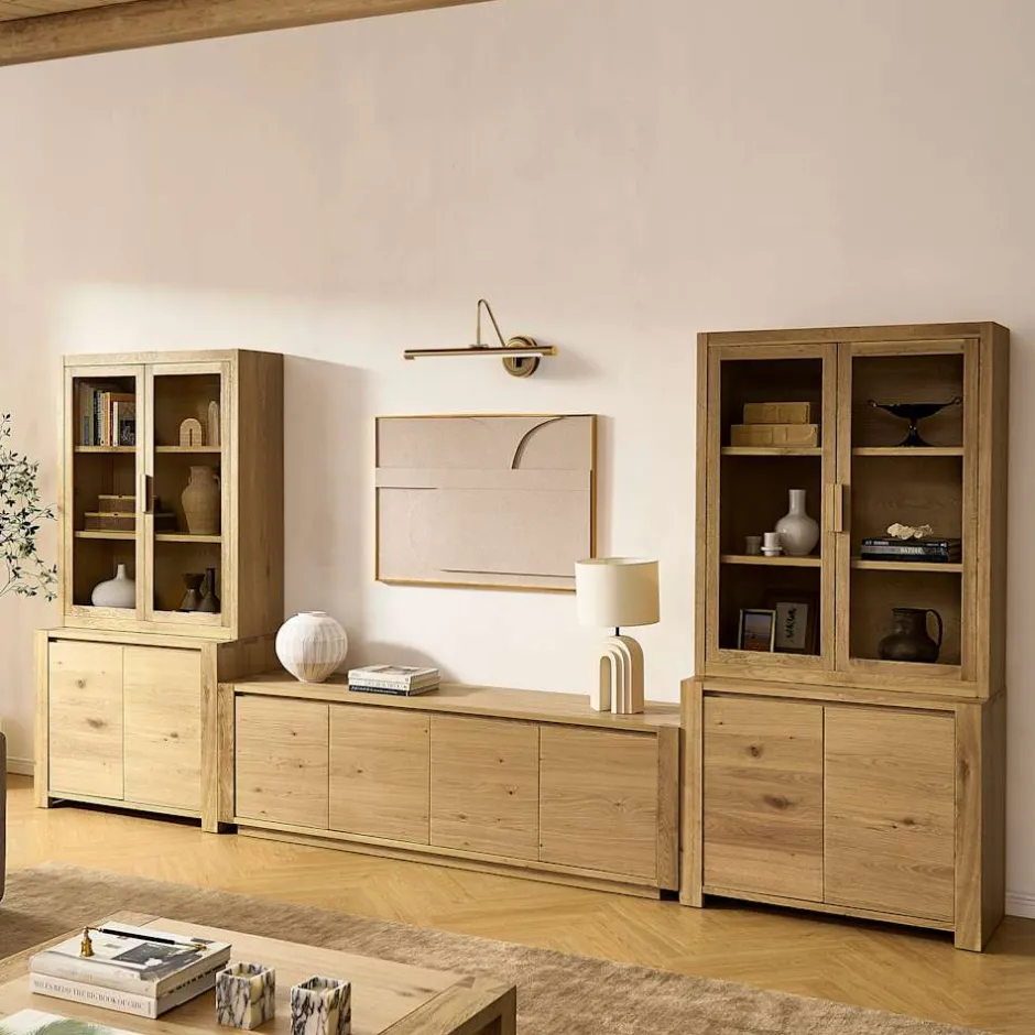 Discount Bradley Small Sideboard with Glass Cabinet Small Space Storage|Shelves & Bookcases
