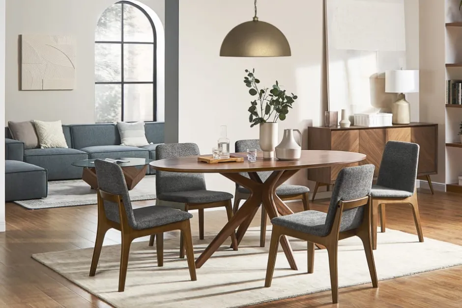 Fashion Brighton Oval Dining Table with 4 Carrie Chairs Dining Room Furniture Sets|Dining Room Sets