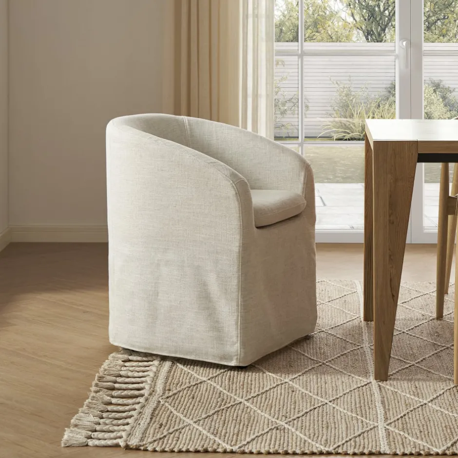 New Callie Slipcovered Dining Arm Chair Dining Chairs