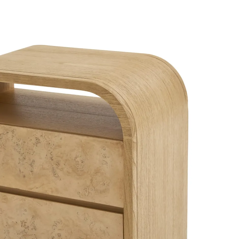 Best Crescent 2-Drawer Nightstand Small Bedroom Furniture|Nightstands & Bedside Tables