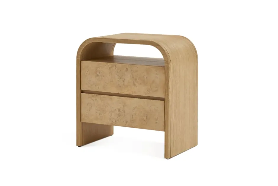 Best Crescent 2-Drawer Nightstand Small Bedroom Furniture|Nightstands & Bedside Tables