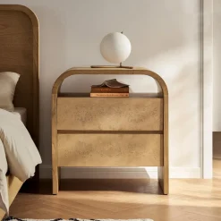 Best Crescent 2-Drawer Nightstand Small Bedroom Furniture|Nightstands & Bedside Tables