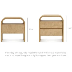 Best Crescent 2-Drawer Nightstand Small Bedroom Furniture|Nightstands & Bedside Tables