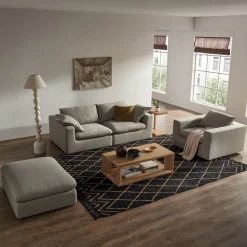 New Dawson 3 Seater Sofa with Ottoman Living Room Sets|Living Room Sets
