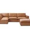 Sale Dawson Leather Chaise Sectional Sofa with Ottoman Living Room Sets|Living Room Sets
