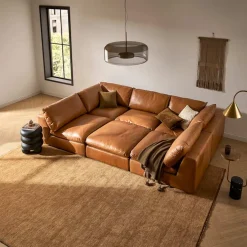 Best Dawson Leather Small Ottoman Footstools, Ottomans & Poufs|Leather Sofas