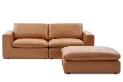 Best Dawson Leather Sofa with Ottoman Living Room Sets|Living Room Sets