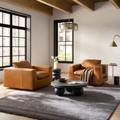 Hot Dawson Leather Swivel Armchair Armchairs And Accent Chairs