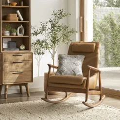 Clearance Desmond Leather Rocking Armchair Armchairs And Accent Chairs