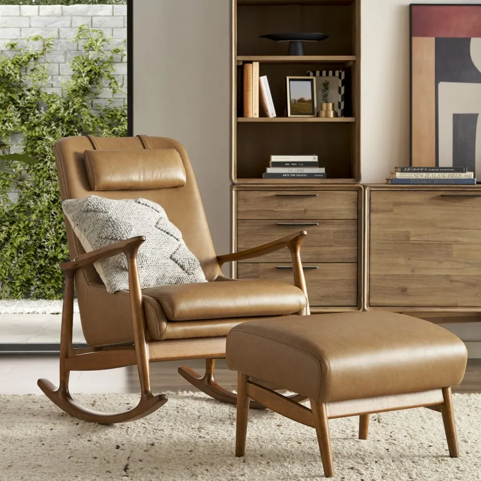 Clearance Desmond Leather Rocking Armchair Armchairs And Accent Chairs