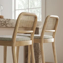 Discount Edith Cane Bar Stool, White Wash Stools & Bar Stools