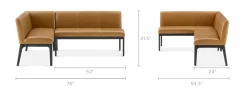 Outlet Elliot Leather L-Shape Banquette Benches|Small Dining Room Furniture