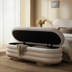 Sale Freida Performance Bouclé Storage Bench Small Bedroom Furniture|Benches