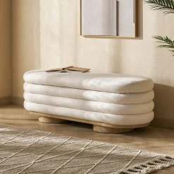 Sale Freida Performance Bouclé Storage Bench Small Bedroom Furniture|Benches