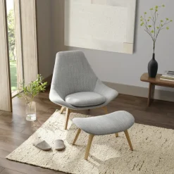 New Gable High Armchair & Ottoman Set Armchairs And Accent Chairs|Living Room Sets