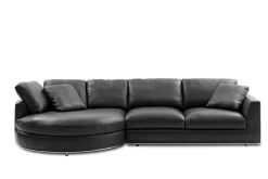 Clearance Hamilton Leather Round Chaise Sectional Sofa Leather Sofas|Sectional Sofas