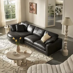 Clearance Hamilton Leather Round Chaise Sectional Sofa Leather Sofas|Sectional Sofas