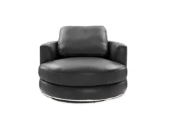 Sale Hamilton Leather Round Swivel Armchair Armchairs And Accent Chairs