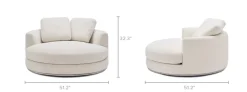 Clearance Hamilton Round Performance Fabric Swivel 1.5 Seater Armchair Armchairs And Accent Chairs