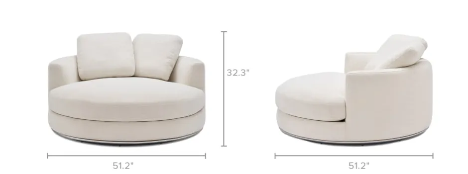 Clearance Hamilton Round Performance Fabric Swivel 1.5 Seater Armchair Armchairs And Accent Chairs