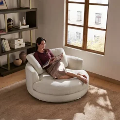 Clearance Hamilton Round Performance Fabric Swivel 1.5 Seater Armchair Armchairs And Accent Chairs