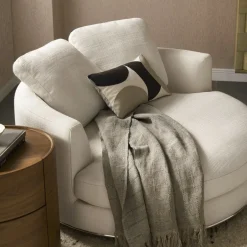 Clearance Hamilton Round Performance Fabric Swivel 1.5 Seater Armchair Armchairs And Accent Chairs