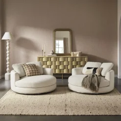 Clearance Hamilton Round Performance Fabric Swivel 1.5 Seater Armchair Armchairs And Accent Chairs