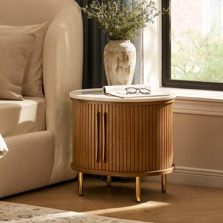 Discount Harper Marble Storage Side Table Nightstands & Bedside Tables|Side Tables