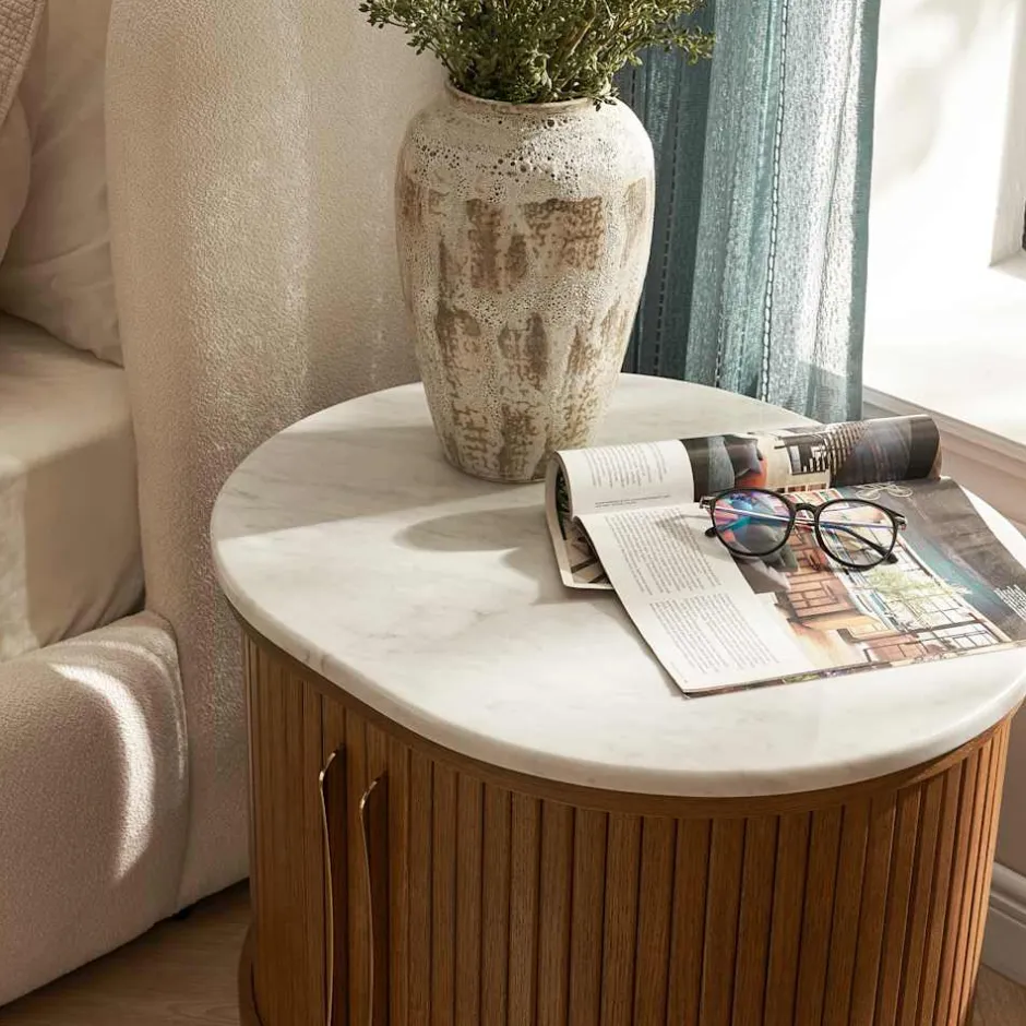 Discount Harper Marble Storage Side Table Nightstands & Bedside Tables|Side Tables