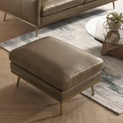 Outlet Isaac Leather Bumper Chaise Sectional Sofa with Ottoman Living Room Sets|Living Room Sets