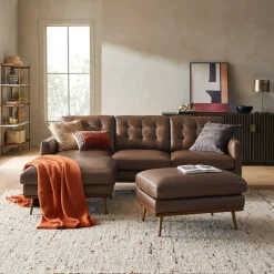 Discount Isaac Leather Reversible Sectional Sofa Leather Sofas|Sectional Sofas