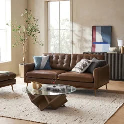 Discount Isaac Leather Sofa Small Living Room Furniture|Leather Sofas