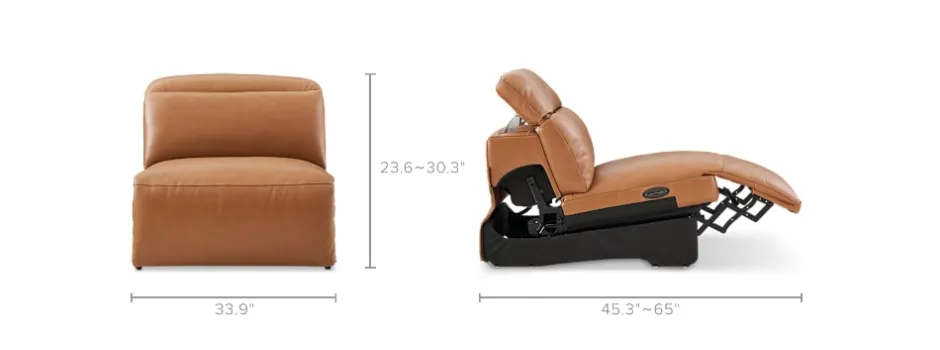Clearance Jaron Leather Motion Recliner Armless Sofa Armchairs And Accent Chairs|Leather Sofas