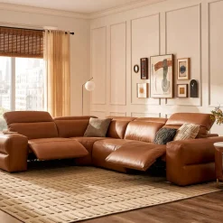 Best Jaron Leather Recliner Chaise Sectional Sofa Leather Sofas|Sectional Sofas