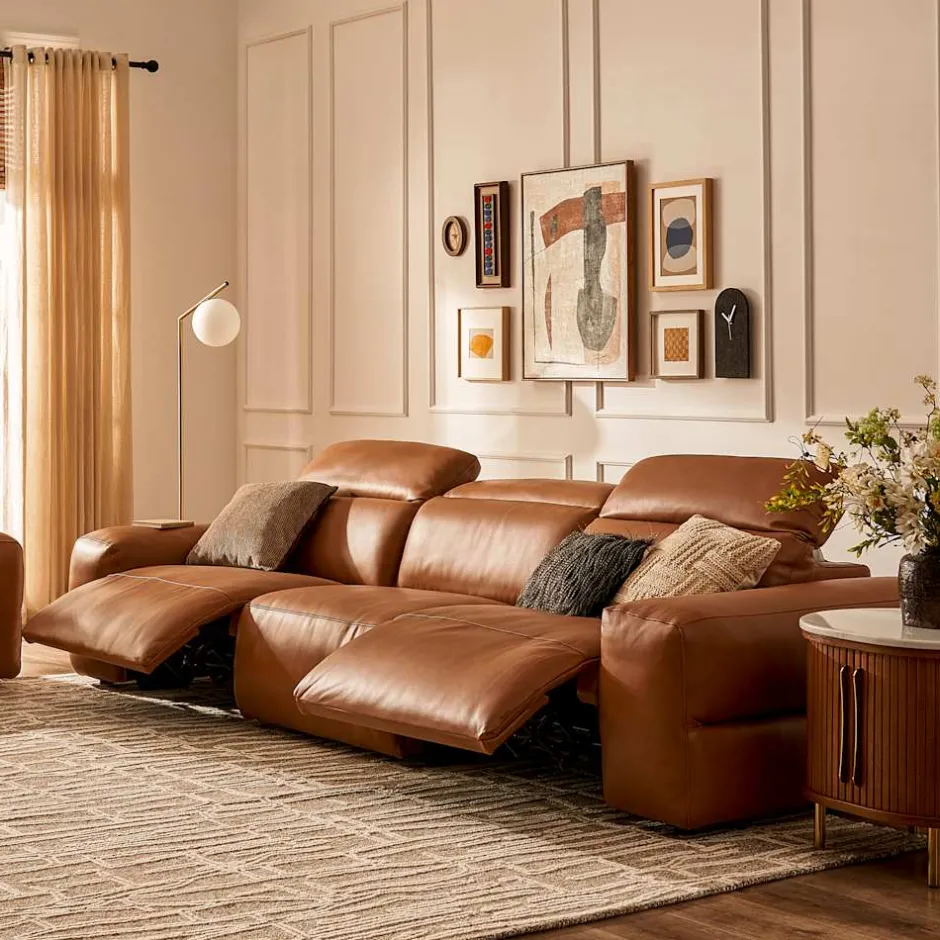 Hot Jaron Leather Recliner Extended Sofa Leather Sofas|3 Seater Sofas